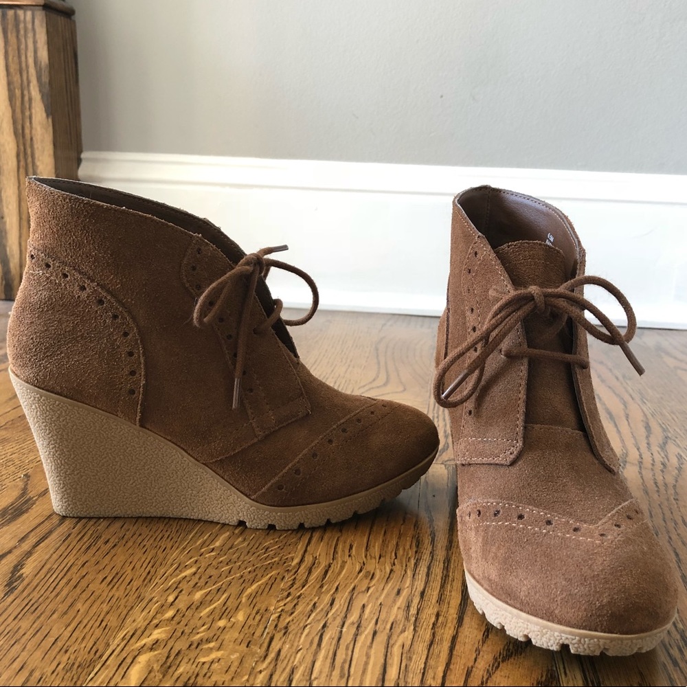 MIA Raphaella Wedge Booties Rust Brown